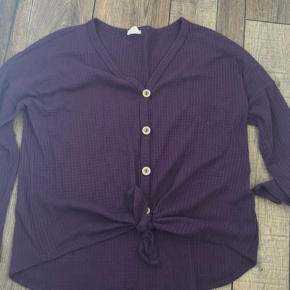 PURPLE BUTTON UP SWEATER!